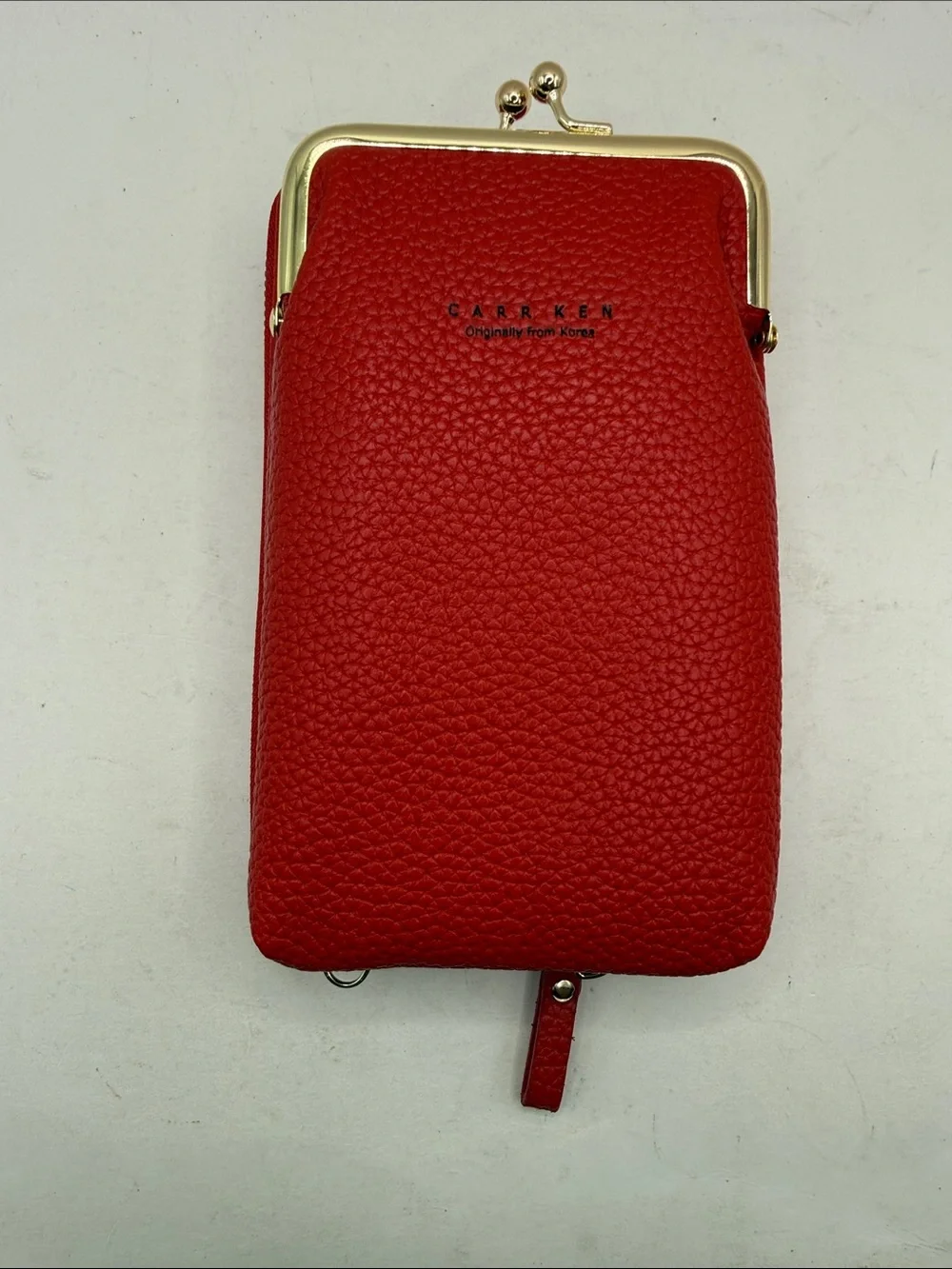 NWOT Carr Ken Crossbody Purse Bag Wallet Clutch Phone Red Kiss Lock Convertible - Picture 6 of 13
